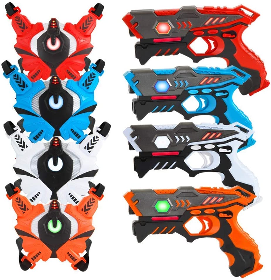 2nd Generation Infrared Laser Tag Gun Set for Kids Adults with Vests 4 Pack Laser Tag Game 4 Players Indoor Outdoor