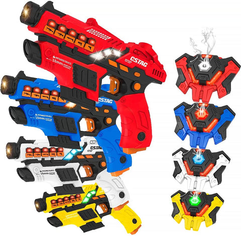 [3rd Generation]Vatos Laser Tag Set with Smoke Function and LED Display Screen, Set of 4 with Vests for Family  Fun Toy