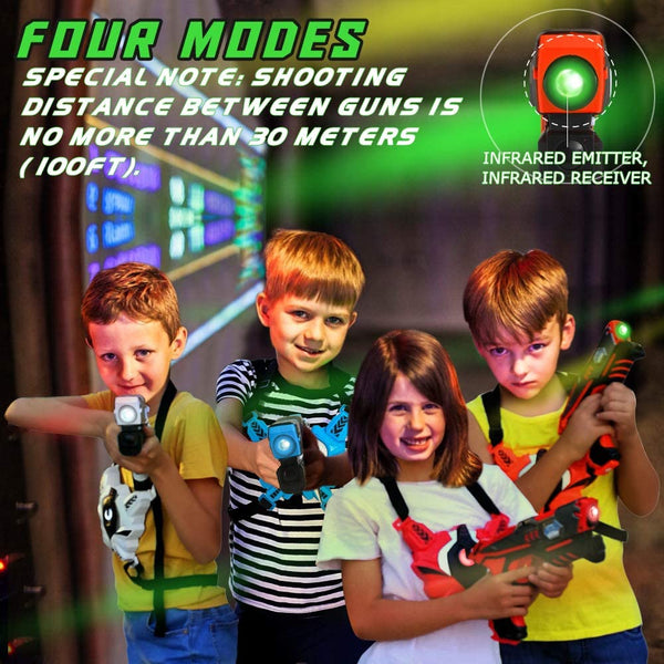 2nd Generation Infrared Laser Tag Gun Set for Kids Adults with Vests 4 Pack Laser Tag Game 4 Players Indoor Outdoor